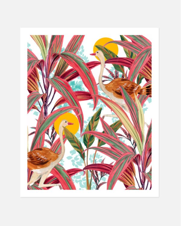 Shop birds jungle Botanical vintage Nature illustration Art Print, Canvas Print - available at 83oranges.com by artist Uma Gokhale India
