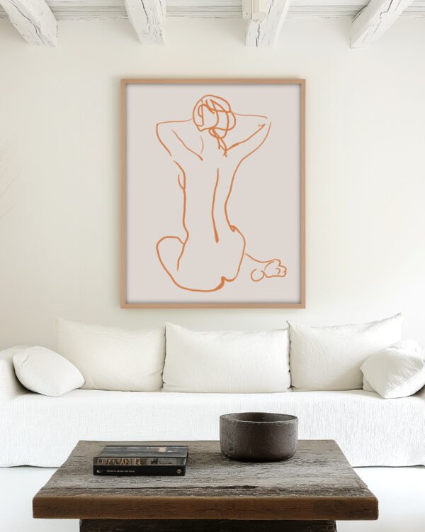Shop nude woman Scandinavian line art sketch illustration Art Print, Canvas Print, commercial & extended digital design license - available at 83oranges.com by artist Uma Gokhale India