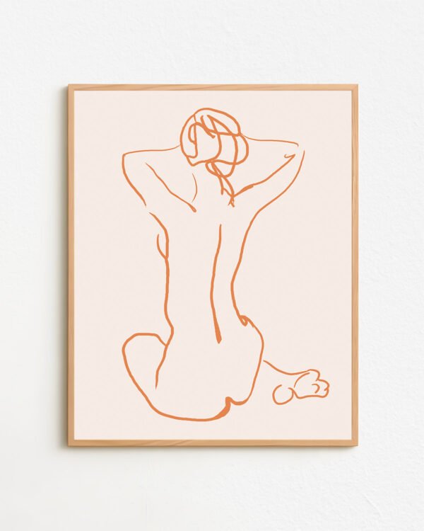 Shop nude woman Scandinavian line art sketch illustration Art Print, Canvas Print - available at 83oranges.com by artist Uma Gokhale India