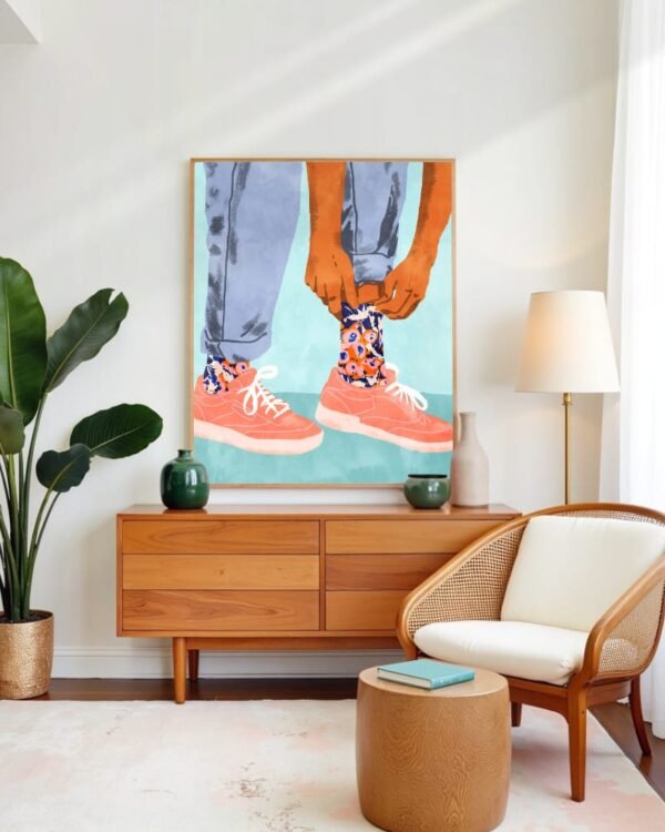 Shop bohemian boho brown woman with Bengal cat pet Art Print, Canvas Print - exclusively certified at 83oranges.com by artist Uma Gokhale India home banner