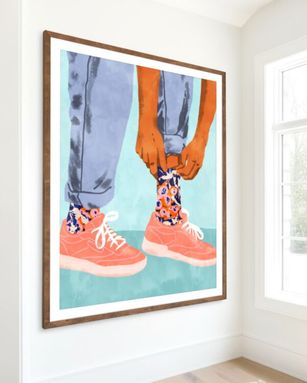 Shop bohemian boho fashion floral style shoes denim Art Print, Canvas Print, commercial digital license, instant download printable - exclusively certified at 83oranges.com by artist Uma Gokhale India