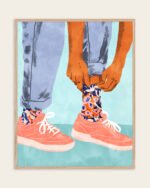 Shop bohemian boho fashion floral style shoes denim Art Print, Canvas Print, commercial digital license, instant download printable - exclusively certified at 83oranges.com by artist Uma Gokhale India