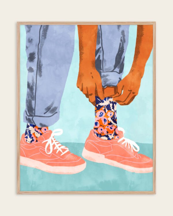 Shop bohemian boho fashion floral style shoes denim Art Print, Canvas Print, commercial digital license, instant download printable - exclusively certified at 83oranges.com by artist Uma Gokhale India