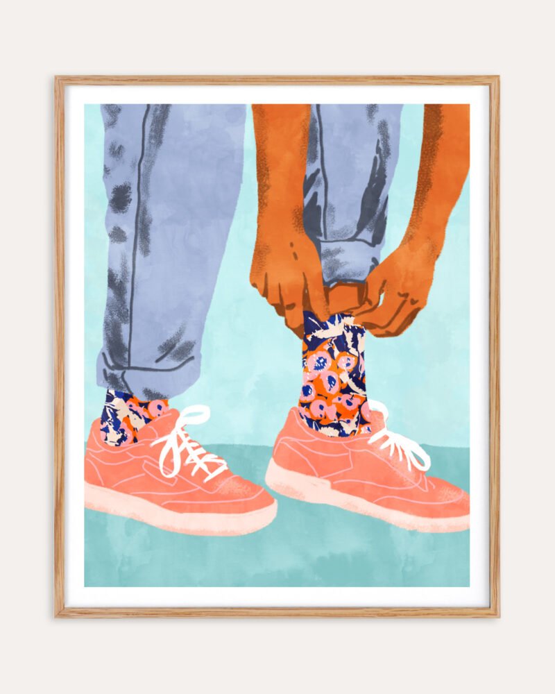 Shop bohemian boho fashion floral style shoes denim Art Print, Canvas Print, commercial digital license, instant download printable - exclusively certified at 83oranges.com by artist Uma Gokhale India