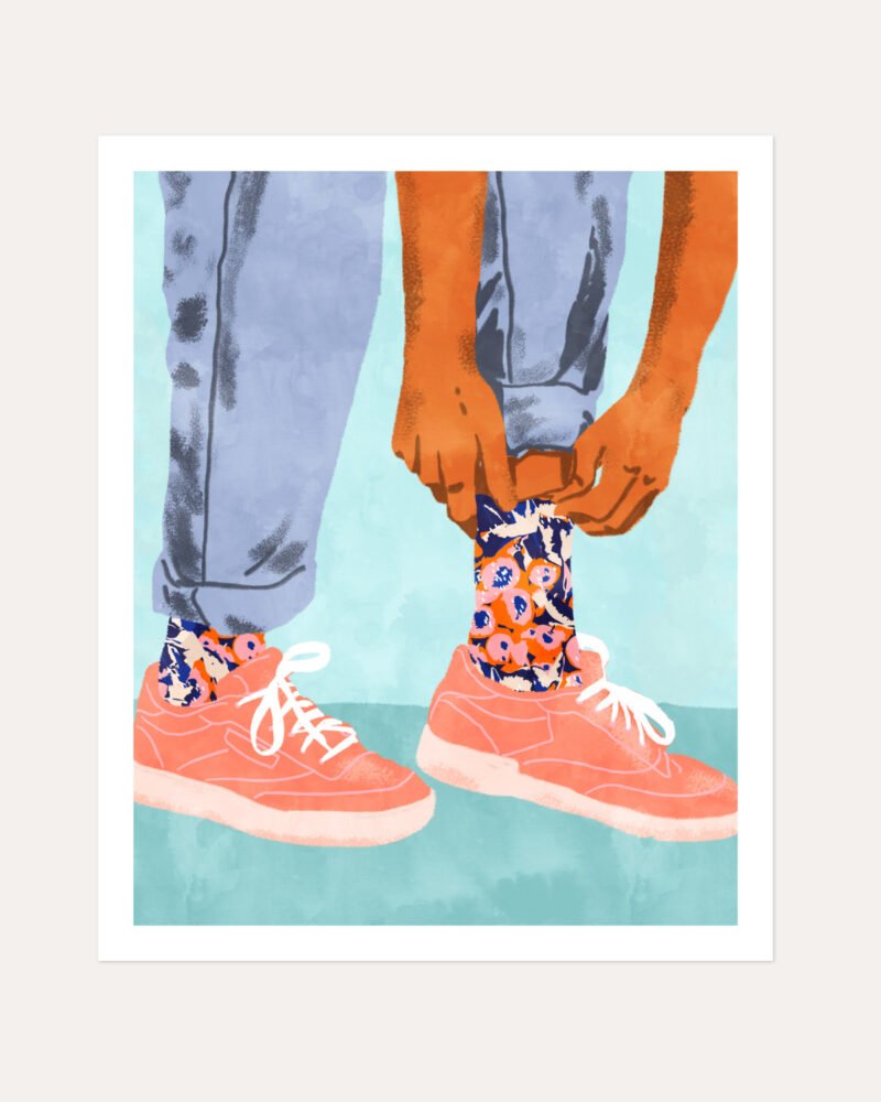 Shop bohemian boho fashion floral style shoes denim Art Print, Canvas Print, commercial digital license, instant download printable - exclusively certified at 83oranges.com by artist Uma Gokhale India