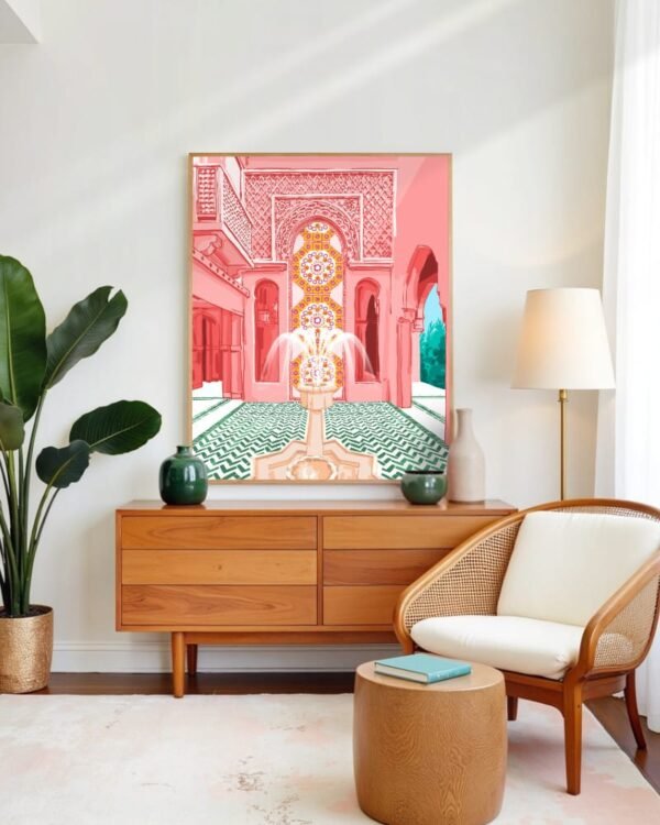 Shop blush palace architecture building fountain places Art Print, Canvas Print, commercial digital license, instant download printable - exclusively certified at 83oranges.com by artist Uma Gokhale India