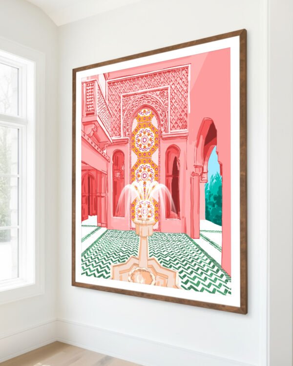 Shop blush palace architecture building fountain places Art Print, Canvas Print, commercial digital license, instant download printable - exclusively certified at 83oranges.com by artist Uma Gokhale India