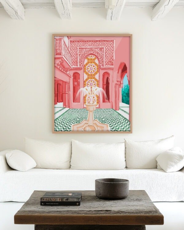 Shop blush palace architecture building fountain places Art Print, Canvas Print, commercial digital license, instant download printable - exclusively certified at 83oranges.com by artist Uma Gokhale India