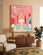 Shop blush palace architecture building fountain places Art Print, Canvas Print, commercial digital license, instant download printable - exclusively certified at 83oranges.com by artist Uma Gokhale India
