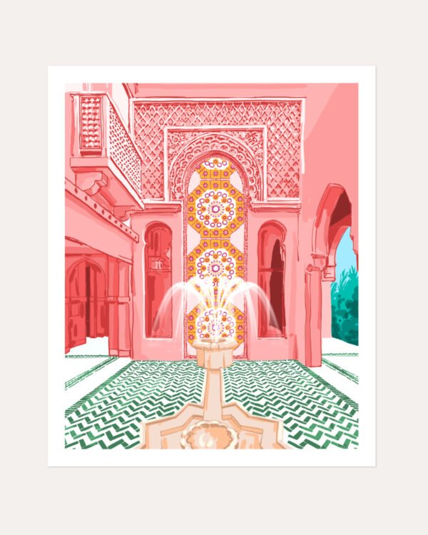 Shop blush palace architecture building fountain places Art Print, Canvas Print, commercial digital license, instant download printable - exclusively certified at 83oranges.com by artist Uma Gokhale India