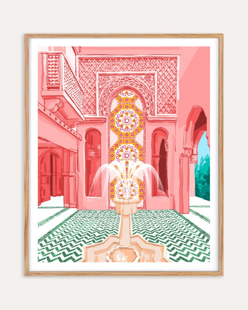 Shop blush palace architecture building fountain places Art Print, Canvas Print, commercial digital license, instant download printable - exclusively certified at 83oranges.com by artist Uma Gokhale India
