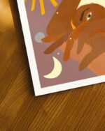 Shop celestial woman planets moon space earthy Art Print, Canvas Print, license art, download printable - exclusively certified at 83oranges.com by artist Uma Gokhale India home banner