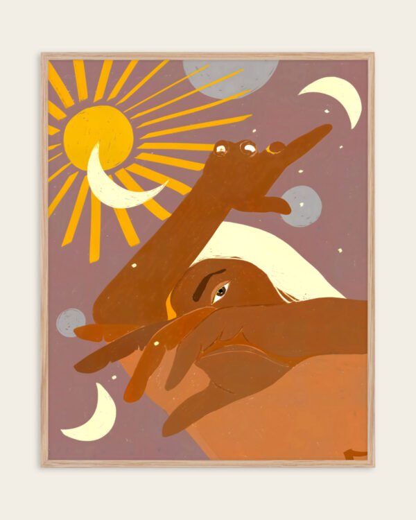 Shop celestial woman planets moon space earthy Art Print, Canvas Print, license art, download printable - exclusively certified at 83oranges.com by artist Uma Gokhale India home banner