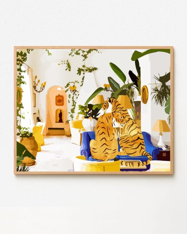 Shop tiger love luxury villa interior summer Art Print, Canvas Print - exclusively certified at 83oranges.com by artist Uma Gokhale India home banner