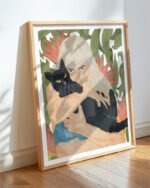 Shop cat lady animals pets black cats bohemian woman watercolor Art Print, Canvas Print - exclusively certified at 83oranges.com by artist Uma Gokhale India home banner