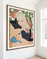 Shop cat lady animals pets black cats bohemian woman watercolor Art Print, Canvas Print - exclusively certified at 83oranges.com by artist Uma Gokhale India home banner