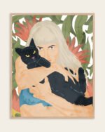 Shop cat lady animals pets black cats bohemian woman watercolor Art Print, Canvas Print - exclusively certified at 83oranges.com by artist Uma Gokhale India home banner