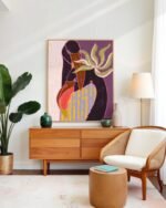 Shop bohemian boho brown woman with Bengal cat pet Art Print, Canvas Print - exclusively certified at 83oranges.com by artist Uma Gokhale India home banner