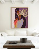 Shop flamingo love bohemian boho purple stripes harp Art Print, Canvas Print, commercial digital license, instant download printable - exclusively certified at 83oranges.com by artist Uma Gokhale India