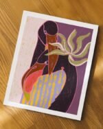 Shop bohemian boho brown woman with Bengal cat pet Art Print, Canvas Print - exclusively certified at 83oranges.com by artist Uma Gokhale India home banner