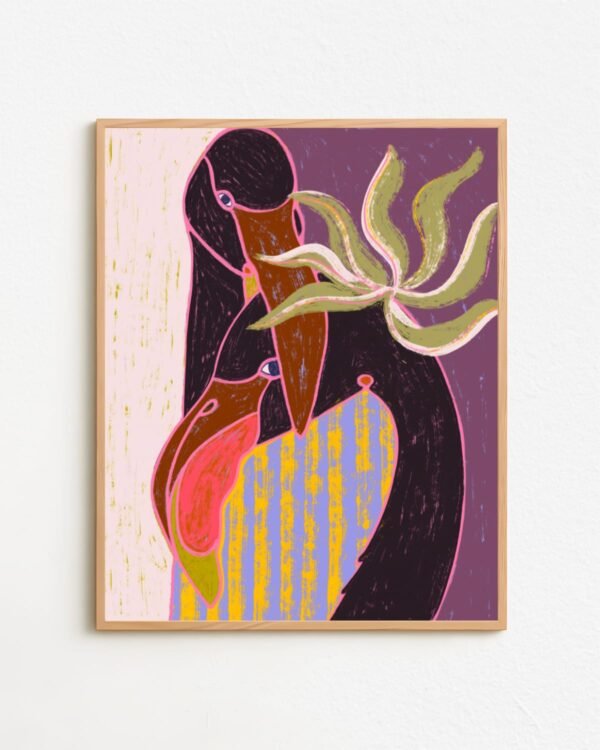 Shop bohemian boho brown woman with Bengal cat pet Art Print, Canvas Print - exclusively certified at 83oranges.com by artist Uma Gokhale India home banner