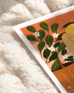 Shop flower collector woman bohemian courtyard plant lady Art Print, Canvas Print, commercial digital license, instant download printable - exclusively certified at 83oranges.com by artist Uma Gokhale India home banner