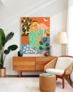 Shop flower collector woman bohemian courtyard plant lady Art Print, Canvas Print - exclusively certified at 83oranges.com by artist Uma Gokhale India home banner