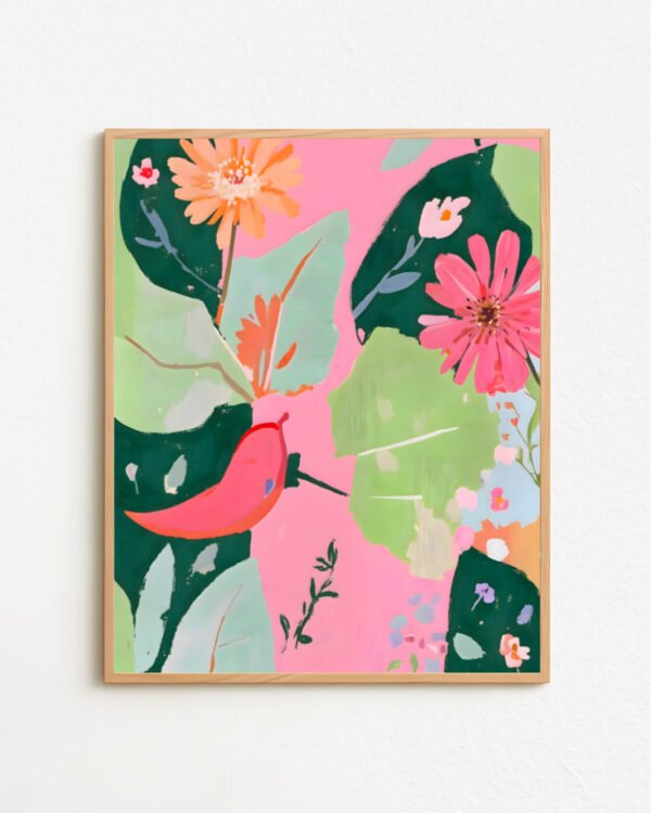 Shop floral & pepper chili Painting Botanical pastel Nature Art Print, Canvas Print & Fabric Print - exclusively available at 83oranges.com by artist Uma Gokhale India