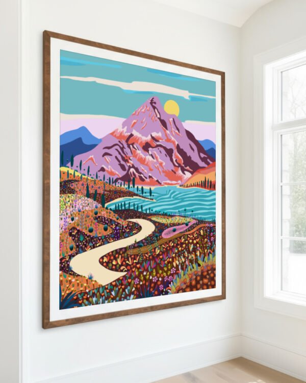 Shop Alice in wonder valley nature dreamy landscape mountains Art Print, Canvas Print, commercial digital license, instant download printable - available at 83oranges.com by artist Uma Gokhale India