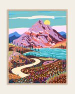 Shop Alice in wonder valley nature dreamy landscape mountains Art Print, Canvas Print, commercial digital license, instant download printable - available at 83oranges.com by artist Uma Gokhale India