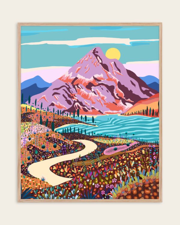 Shop Alice in wonder valley nature dreamy landscape mountains Art Print, Canvas Print, commercial digital license, instant download printable - available at 83oranges.com by artist Uma Gokhale India