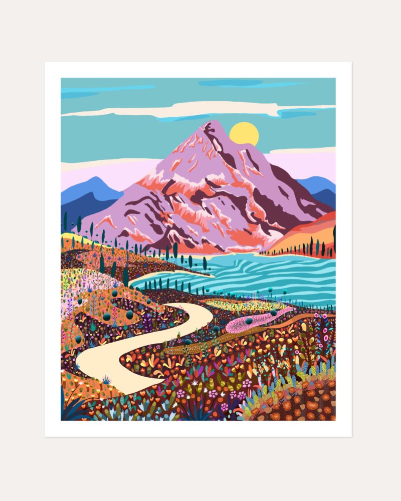 Shop Alice in wonder valley nature dreamy landscape mountains Art Print, Canvas Print, commercial digital license, instant download printable - available at 83oranges.com by artist Uma Gokhale India