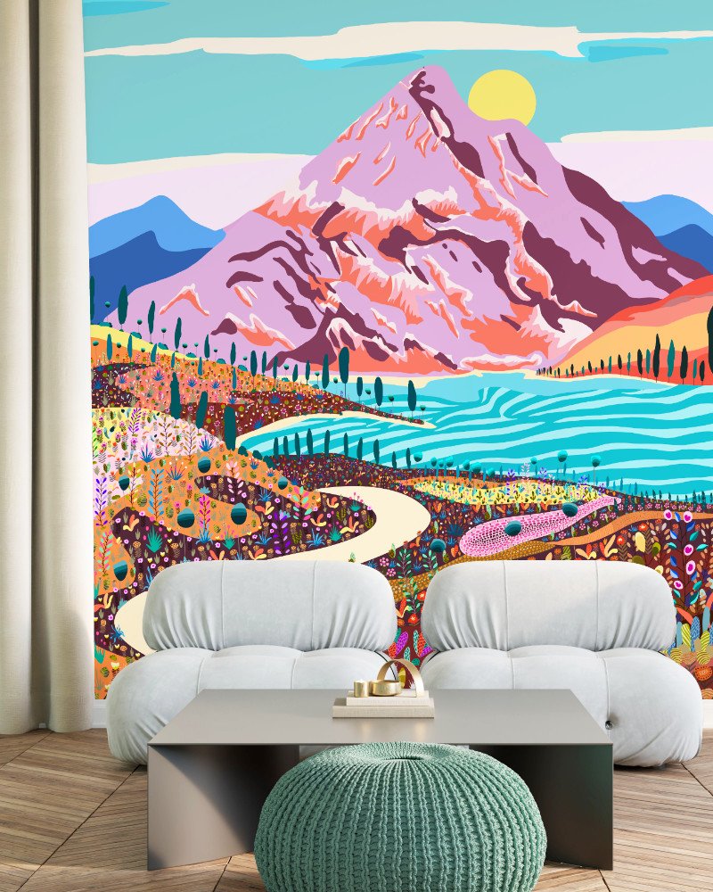 Shop Alice in wonder valley nature dreamy landscape mountains Art Print, Canvas Print, commercial digital license, instant download printable - available at 83oranges.com by artist Uma Gokhale India