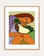 Shop The Girl and the Green-Headed Goose Art Print, Canvas Print, digital commercial license & instant download - available at 83oranges.com by artist Uma Gokhale India
