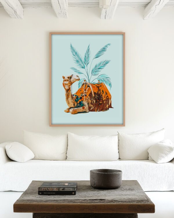 Shop Camel Ride Bohemian Art Print, Canvas Print, digital commercial license & instant download - available at 83oranges.com by artist Uma Gokhale India