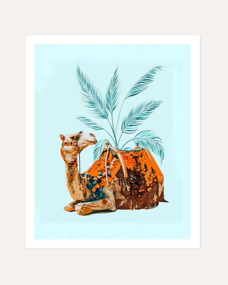 Shop Camel Ride Bohemian Art Print, Canvas Print, digital commercial license & instant download - available at 83oranges.com by artist Uma Gokhale India
