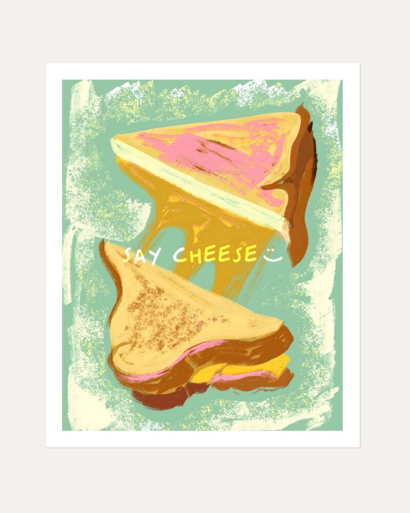 Shop say cheese toast pastel typography food Art quote Print, Canvas Print, commercial digital license & instant download printable - exclusively available at 83oranges.com by artist Uma Gokhale India