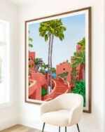 Shop Terracotta garden Pathway Architecture Art Print, Canvas Print, commercial digital license, instant download printable - available at 83oranges.com by artist Uma Gokhale India