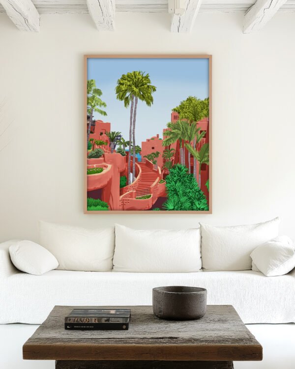 Shop Terracotta garden Pathway Architecture Art Print, Canvas Print, commercial digital license, instant download printable - available at 83oranges.com by artist Uma Gokhale India