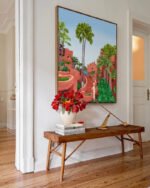 Shop Terracotta garden Pathway Architecture Art Print, Canvas Print, commercial digital license, instant download printable - available at 83oranges.com by artist Uma Gokhale India