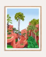 Shop Terracotta garden Pathway Architecture Art Print, Canvas Print, commercial digital license, instant download printable - available at 83oranges.com by artist Uma Gokhale India