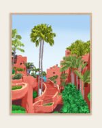 Shop Terracotta garden Pathway Architecture Art Print, Canvas Print, commercial digital license, instant download printable - available at 83oranges.com by artist Uma Gokhale India