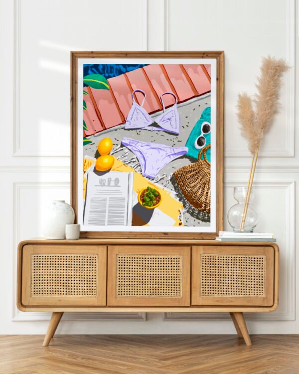 Shop Summer on my mind bikini fashion style Art Print, Canvas Print, commercial digital license, instant download printable - available at 83oranges.com by artist Uma Gokhale India