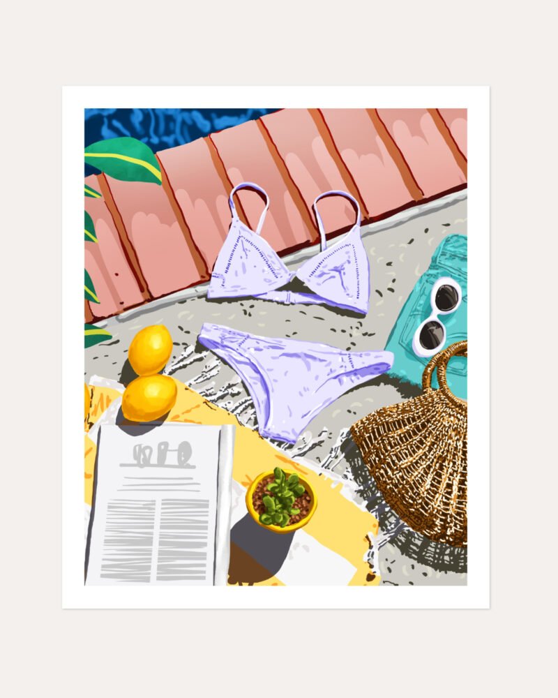 Shop Summer on my mind bikini fashion style Art Print, Canvas Print, commercial digital license, instant download printable - available at 83oranges.com by artist Uma Gokhale India