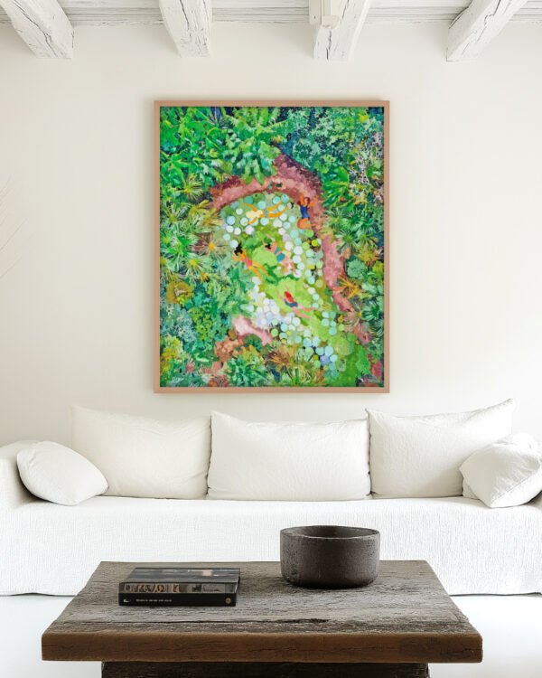 Shop Tropical vacay lush green jungle Art Print, Canvas Print, digital commercial license & instant download - available at 83oranges.com by artist Uma Gokhale India