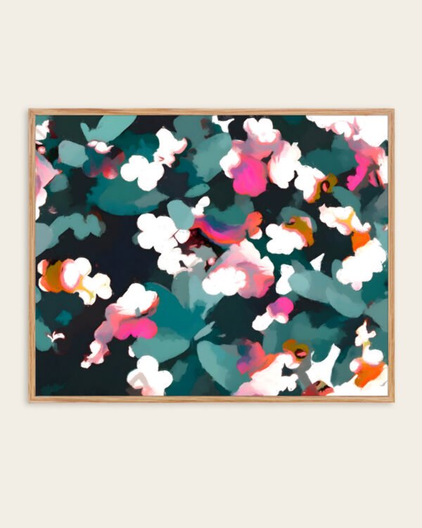 Shop Floral Reverie Midnight Garden Art Print, Canvas Print, commercial digital license, instant download printable - available at 83oranges.com by artist Uma Gokhale India
