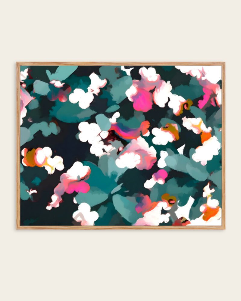 Shop Floral Reverie Midnight Garden Art Print, Canvas Print, commercial digital license, instant download printable - available at 83oranges.com by artist Uma Gokhale India