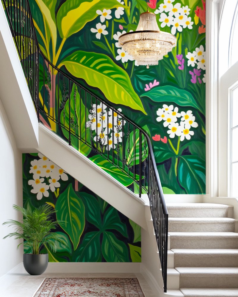 Shop Beneath the jungle canopy lush green botanical tropical jungle plants Art Print, Canvas Print, commercial digital license & instant download printable - exclusively available at 83oranges.com by artist Uma Gokhale India