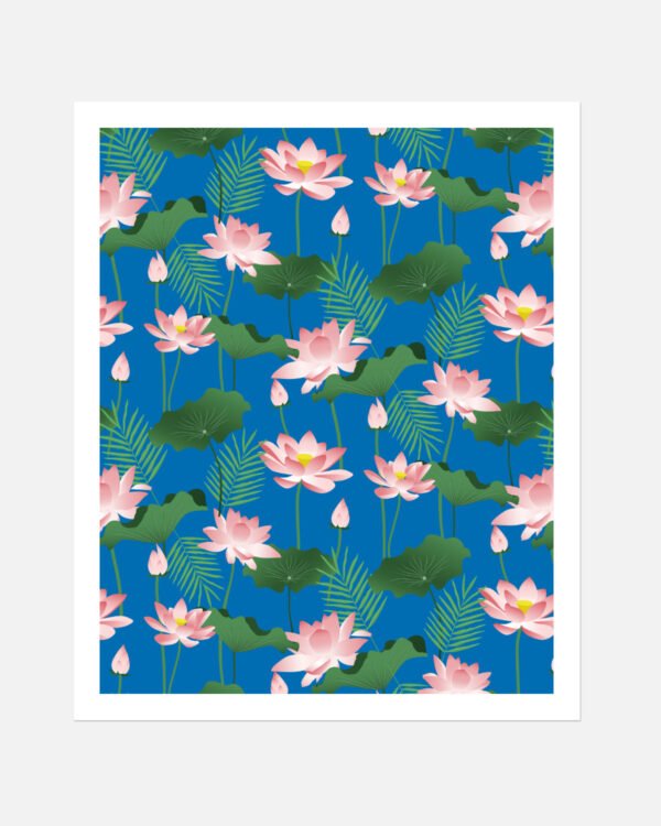Shop Lotus love art and surface pattern design available to license, shop art prints at 83oranges.com by artist Uma Gokhale India