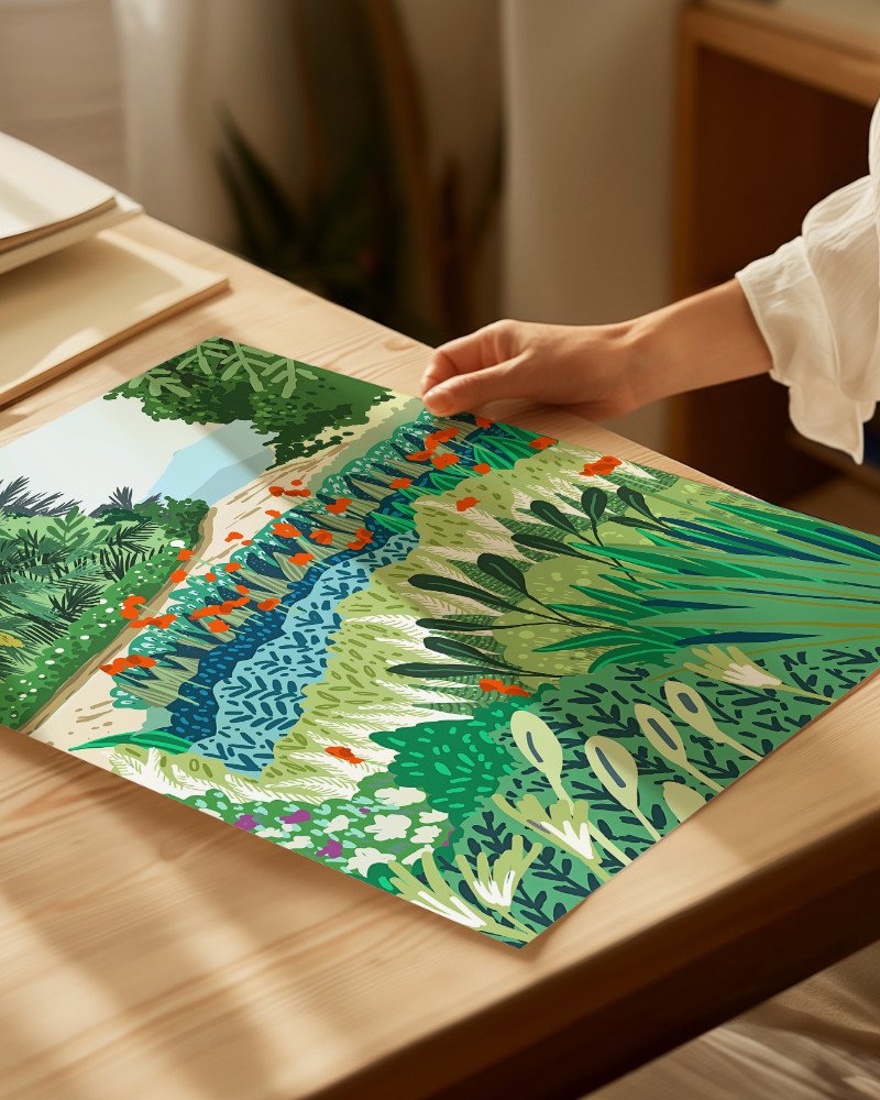 Shop botanical illustration garden nature landscape Art Print, Canvas Print - exclusively certified at 83oranges.com by artist Uma Gokhale India